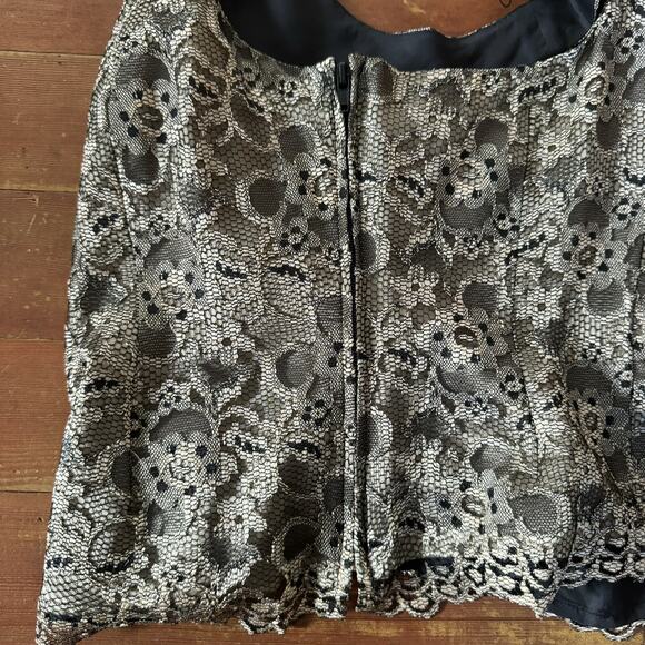 VTG 90s BEBE Black Mesh Gold Floral Lace Corset Cami Whimsigoth Fairy Tank Top S - Picture 10 of 13